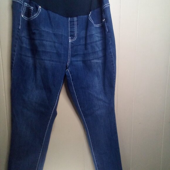 Tala Maternity Jeans 2X Full Panel Straight Leg Embellished Pockets Blue - Picture 12 of 15